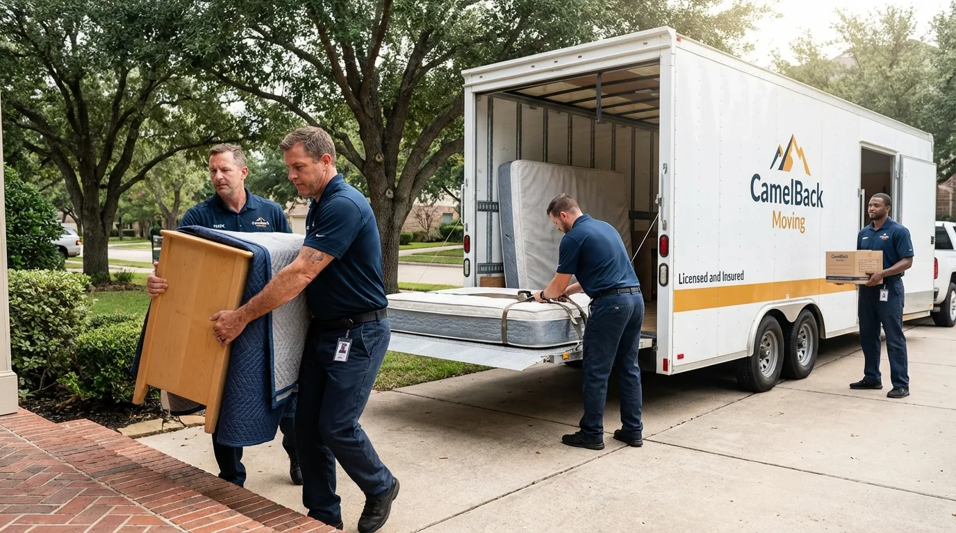 Crew loading residential truck for cross-state move from Devon, PA