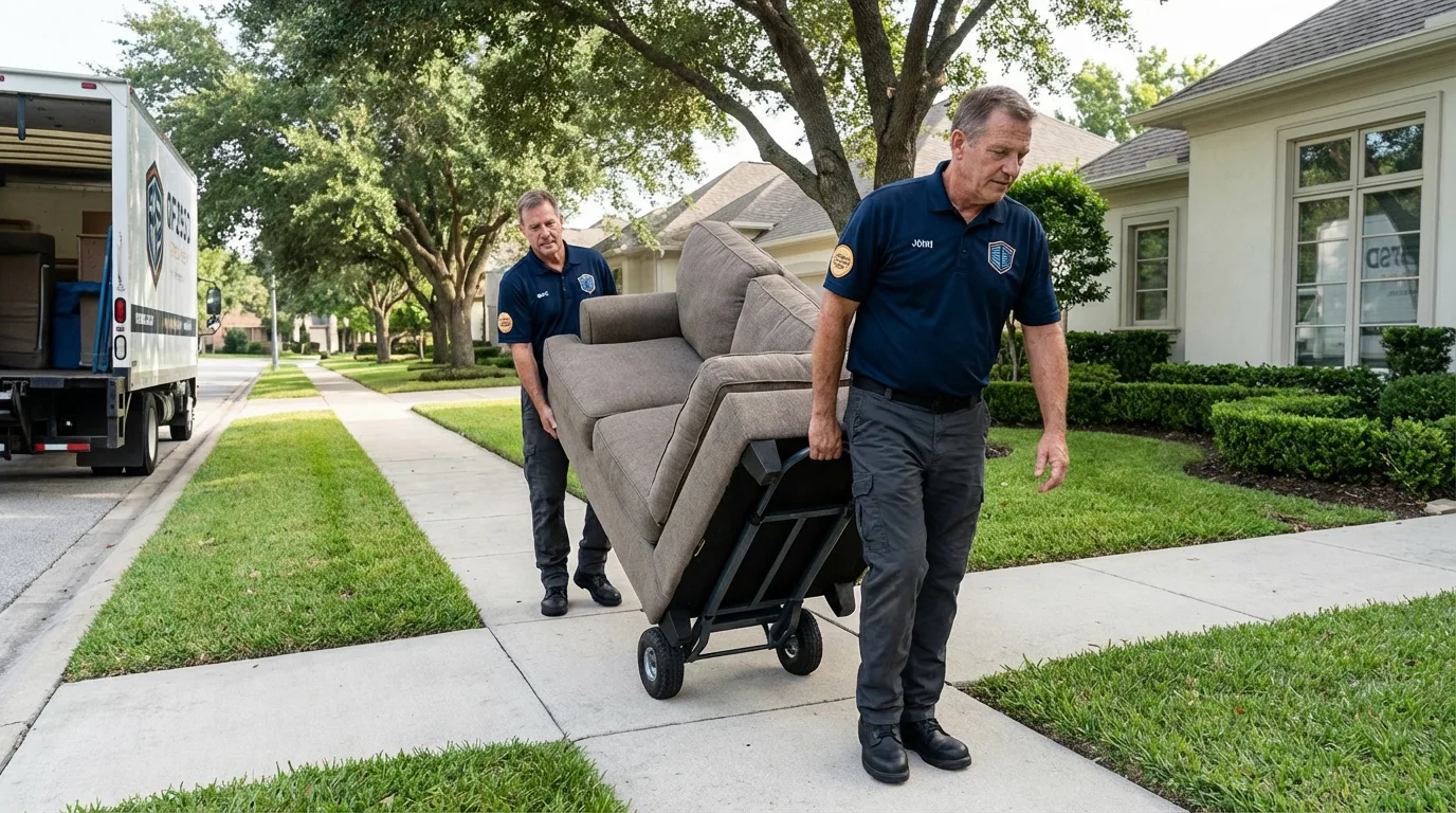 Local residential moving crew loading furniture in Devon, PA